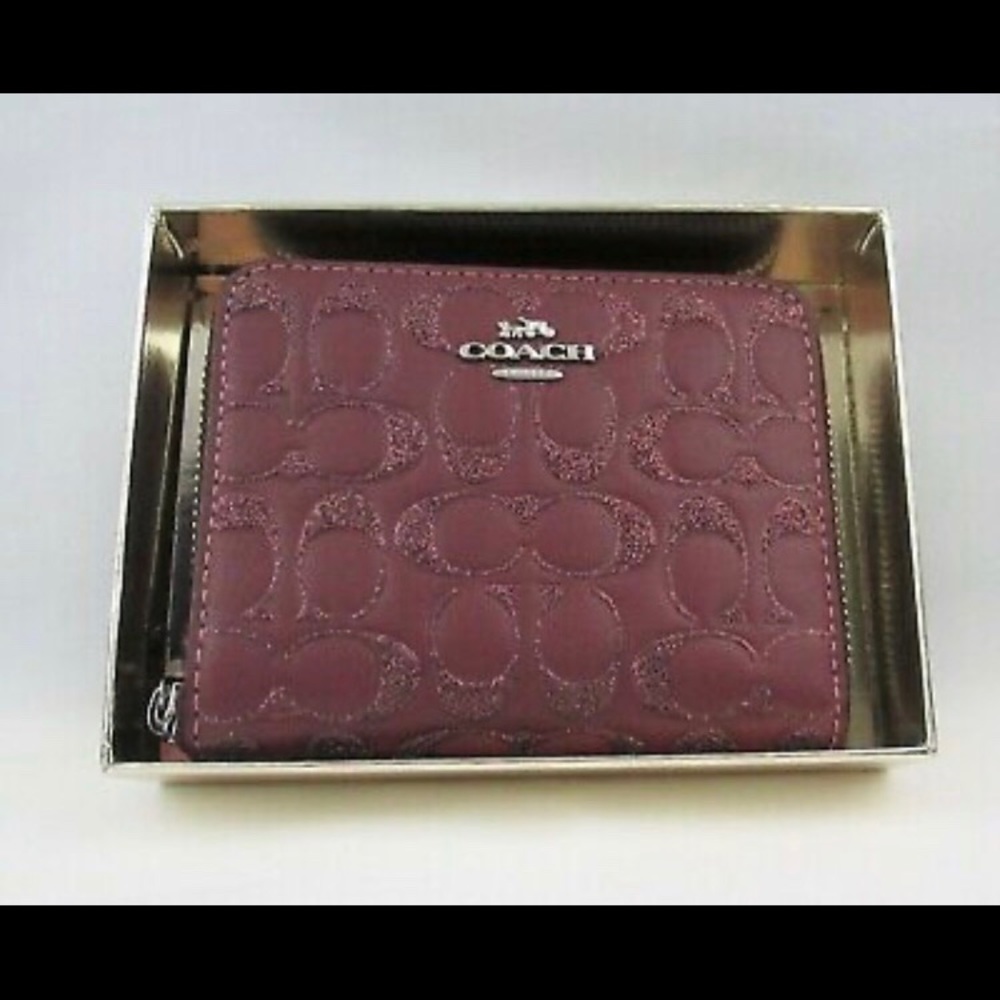 Coach Wallet Glitter Signature Leather Bifold Zip - Picture 5 of 6